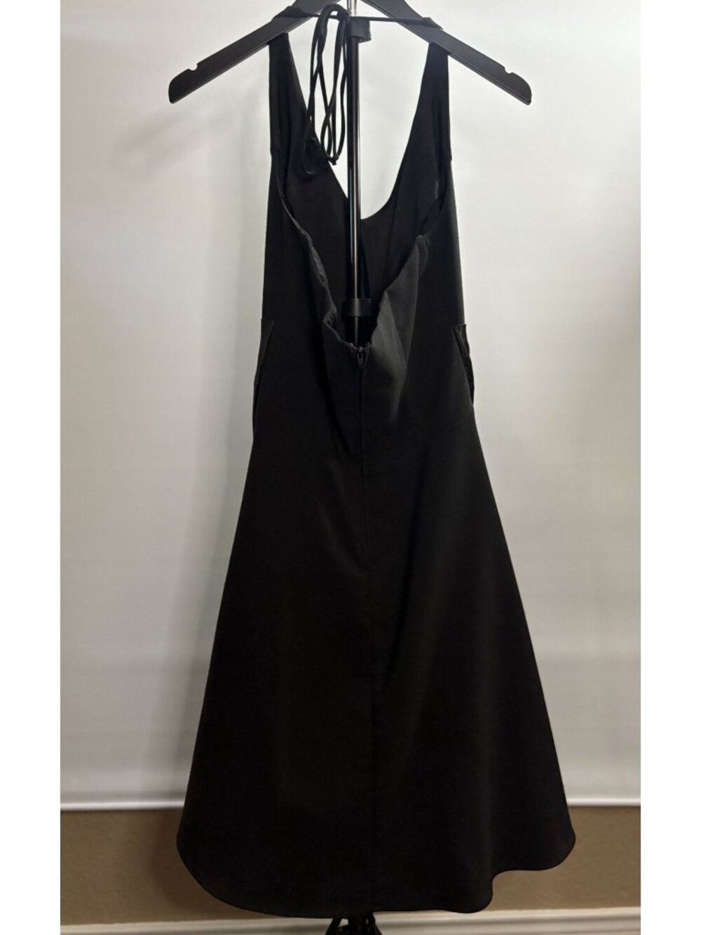 B. Darlin Black Halter Vintage Y2K Tie Back Satin Evening Dress Rhinestone Vneck - Picture 6 of 16